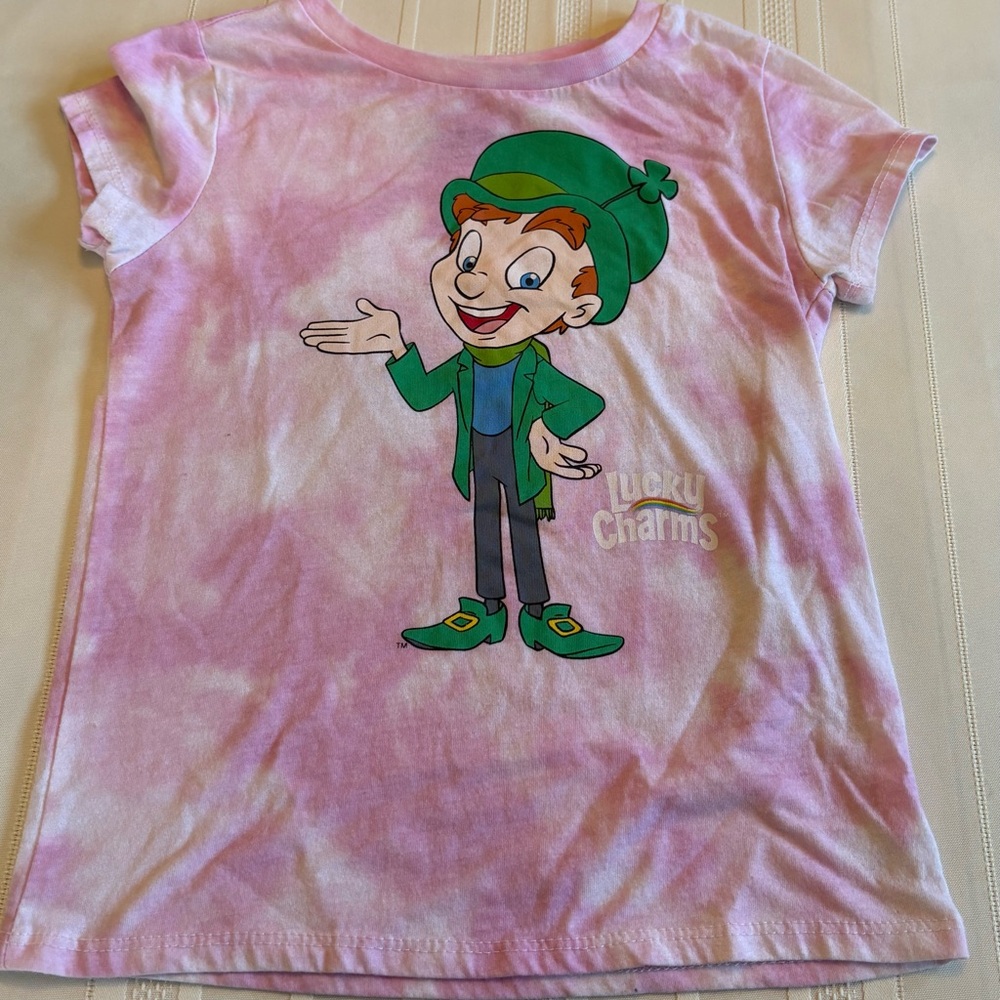 Kids Lucky Charms “Lucky” Pink/Whote Graphic Tee